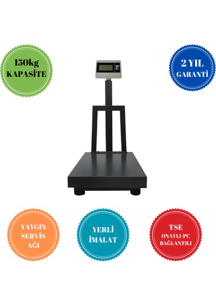 T7 LCD 40 x 50 150 kg Onaylı Pc Bağlantılı Elektronik Tartım