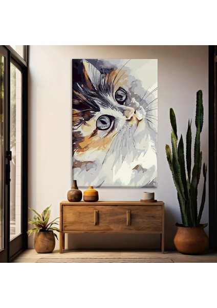 Gözlerin Ifadesi Kedili Kanvas Tablo