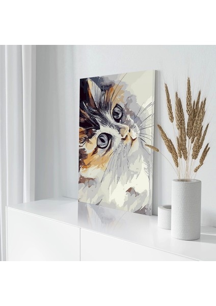 Gözlerin Ifadesi Kedili Kanvas Tablo modelleri