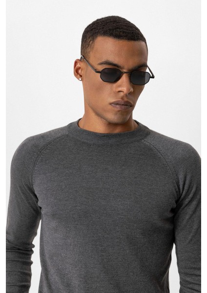 Füme Bisiklet Yaka Slim Fit Triko Kazak modelleri