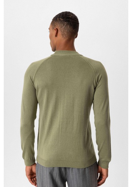 Açık Haki Yarım Boğazlı Erkek Triko indirimleri