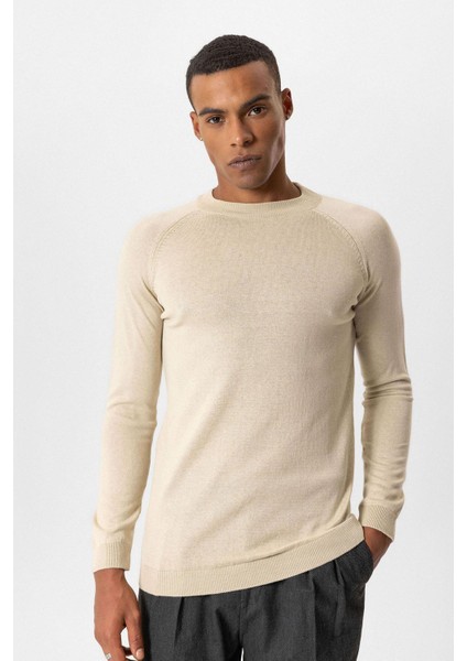 Taş Bisiklet Yaka Slim Fit Triko Kazak