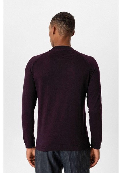 Koyu Mürdüm Yarım Boğazlı Erkek Triko indirimleri