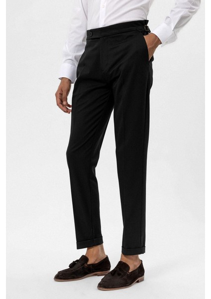 Siyah Yüksek Bel Regular Fit Erkek Pantolon modelleri