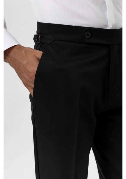 Siyah Yüksek Bel Regular Fit Erkek Pantolon fırsatları