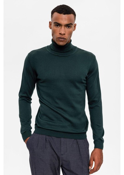 Yeşil Tam Boğazlı Erkek Triko modelleri