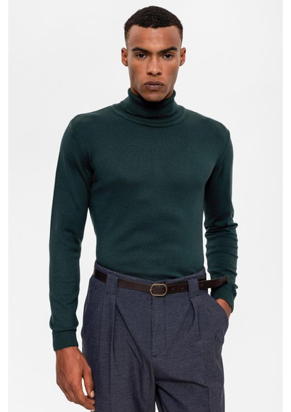 Yeşil Tam Boğazlı Erkek Triko indirimleri