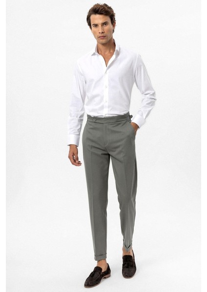Haki Yüksek Bel Regular Fit Erkek Pantolon fiyatları