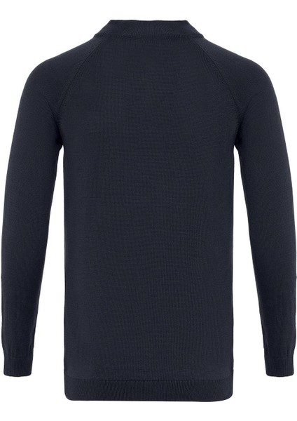 Lacivert Bisiklet Yaka Slim Fit Triko Kazak fırsatları