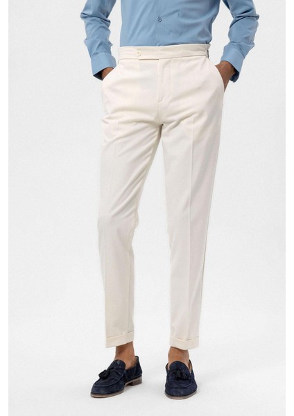 Ekru Yüksek Bel Regular Fit Erkek Pantolon modelleri