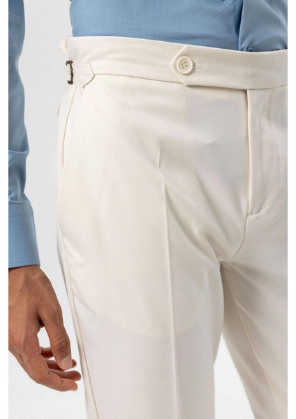 Ekru Yüksek Bel Regular Fit Erkek Pantolon fırsatları
