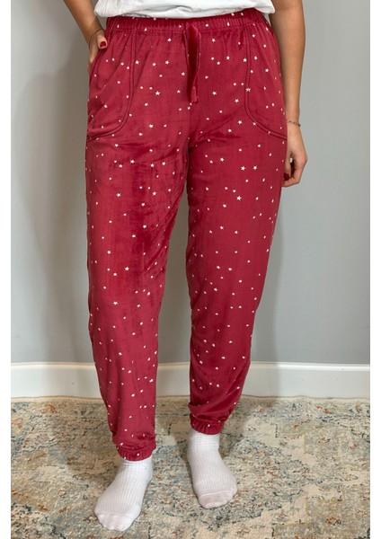 Büyük Beden Kadın Kadife Tek Alt 140B Yıldız Kırmızı fiyatları