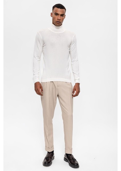 Ekru Tam Boğazlı Erkek Triko fiyatları