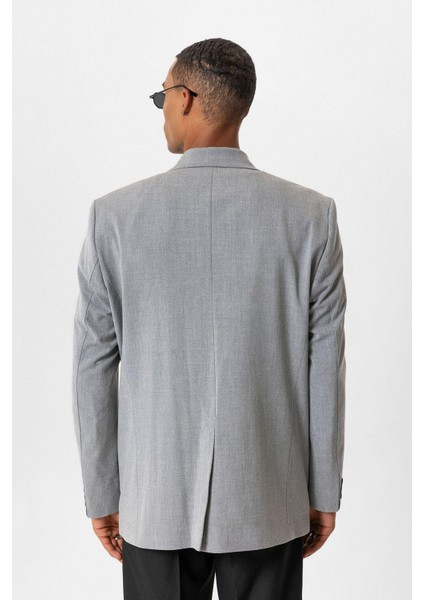 Gri Torba Cepli Kruvaze Erkek Blazer Ceket
