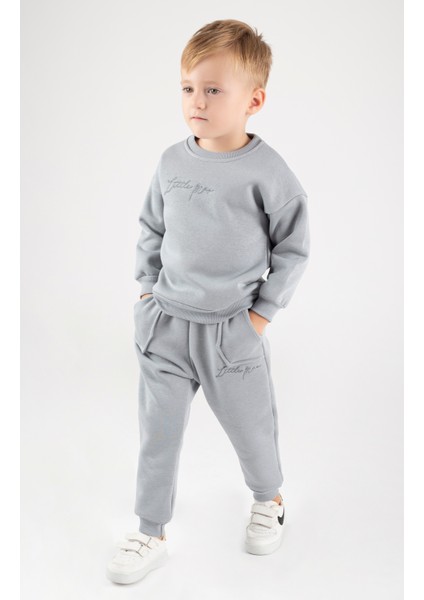 Erkek Çocuk Sweatshirt Jogger Takım Nakışlı 2-5 Yaş Pamuklu Şardonlu 3 Ip FV-15917