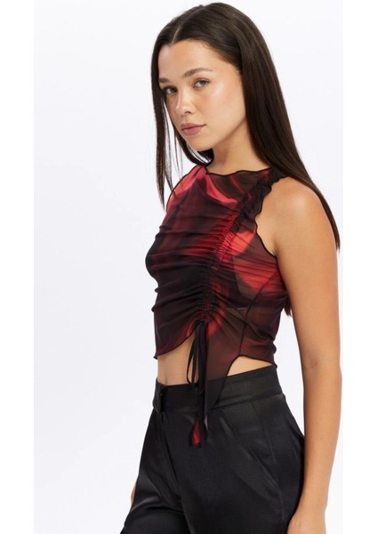 Transparan Büzgülü Tül Bluz modelleri