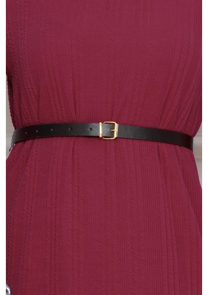 Balıkçı Yaka Kemerli Elbise-Bordo fırsatları