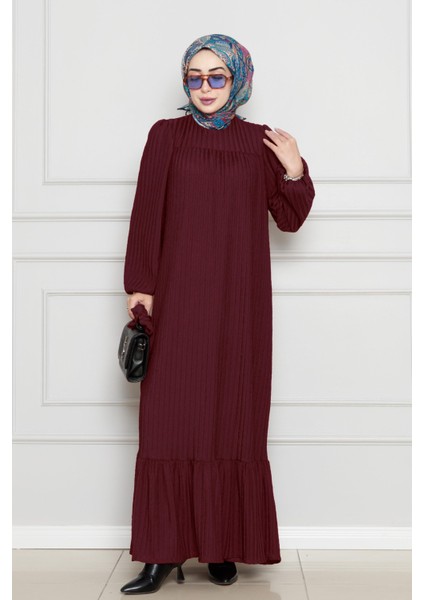 Robalı Sahra Tesettür Elbise-Bordo fiyatları