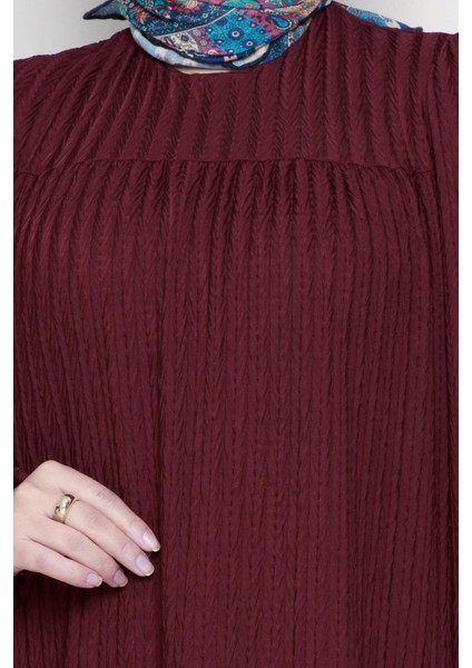 Robalı Sahra Tesettür Elbise-Bordo modelleri