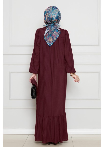 Robalı Sahra Tesettür Elbise-Bordo fırsatları