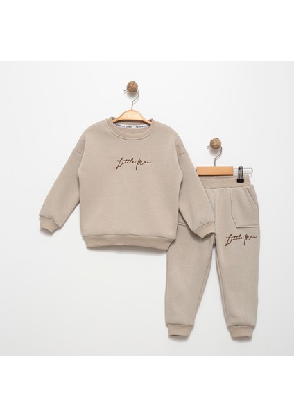 Erkek Çocuk Sweatshirt Jogger Takım Nakışlı 2-5 Yaş Pamuklu Şardonlu 3 Ip FV-15917
