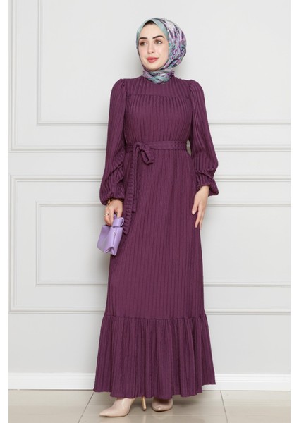 Robalı Sahra Tesettür Elbise-Mürdüm fiyatları