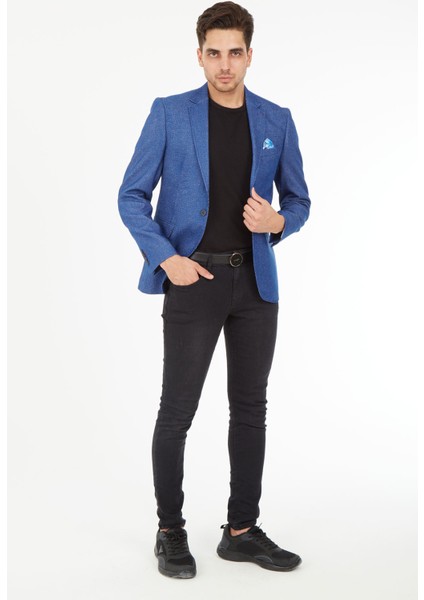 5132 Dar Kalıp Yarım Astarlı Lacivert Erkek Blazer Ceket fiyatları