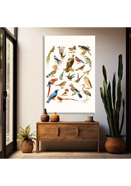 Familya Kuşlar Kanvas Tablo