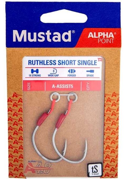 Alpha Point Ruthless Short Single Asist Olta Iğnesi A-Assıst5 Tıtan Steel-No:3/0 - 2li