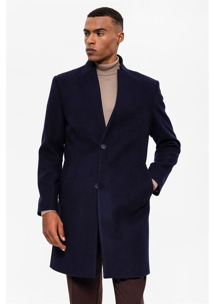 Lacivert Hakim Yaka Erkek Kaban indirimleri