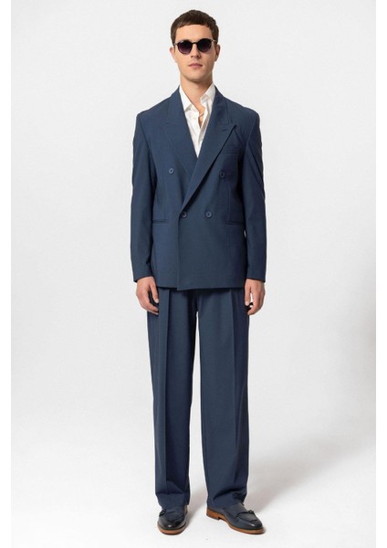 Indigo Tek Düğme Kruvaze Erkek Blazer Ceket fiyatları