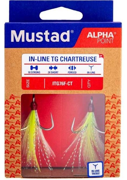 Alpha Point In-Line Tg Üçlü Olta Iğnesi ITG76F-CT Tıtan Steel-No:4 - 2li