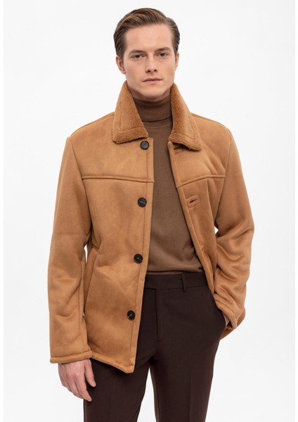 Camel Astar Detaylı Süet Mont