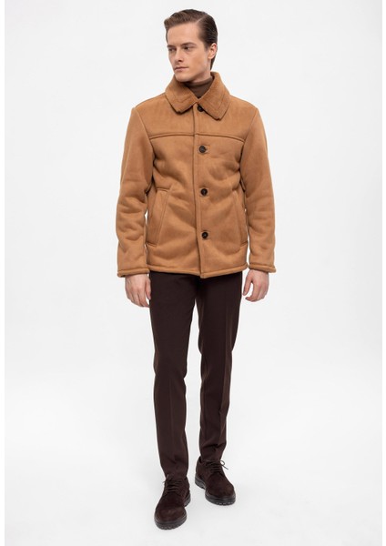 Camel Astar Detaylı Süet Mont