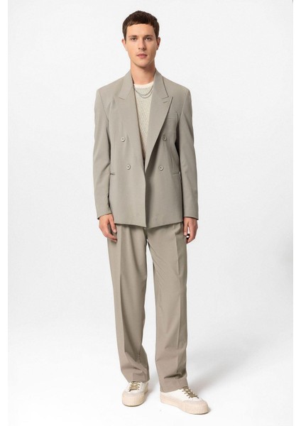 Açık Haki Tek Düğme Kruvaze Erkek Blazer Ceket modelleri