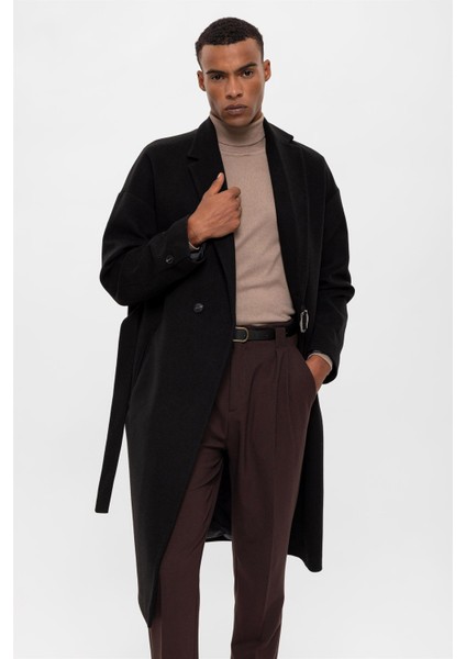 Siyah Kuşaklı Oversize Erkek Kaban fiyatları