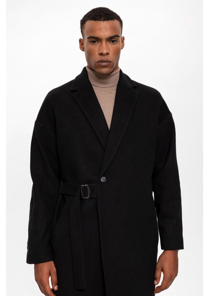 Siyah Kuşaklı Oversize Erkek Kaban indirimleri