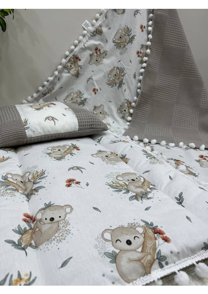 Poplin Kumaş ve Ponponlu Alt Açma , Yastık ve Battaniye 3'lü Set modelleri