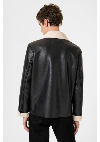 Siyah/ekru Astar Detaylı Suni Deri Erkek Mont indirimleri