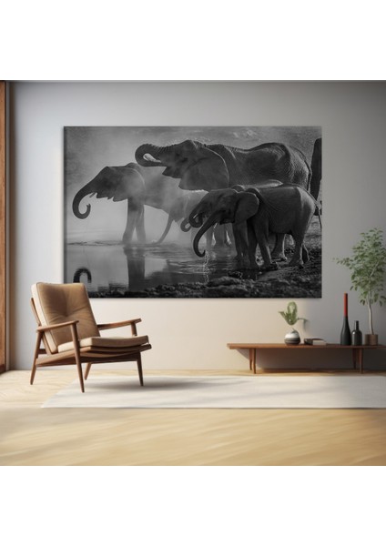 Fil Sürüsü Kanvas Tablo