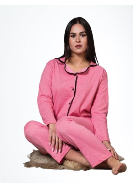 Bayan Uzun Kol Dar Kalıp Pijama Takım 137