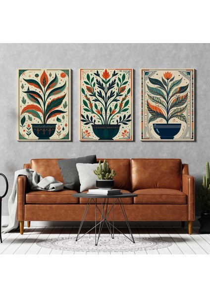 Matisse - Boho - Art Deco - Soyut - Doğa ( 3 Lü Çerçevesiz ) Poster - Afiş - Tablo KR2C00018/