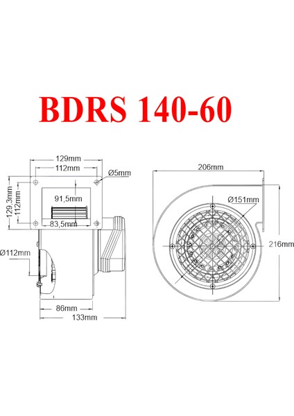 Havalandırma Aspiratörü Salyangoz Fan BDRS140-60 Tek Emişli Kirli Hava Kötü Koku Metal Vantilatör fiyatları