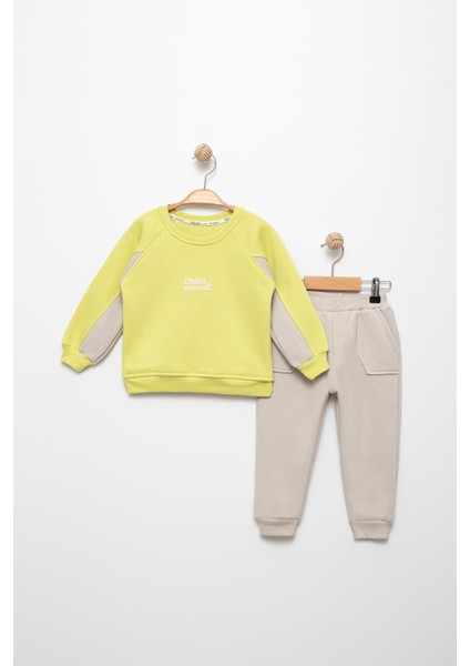 Erkek Çocuk 2-3-4-5 Yaş Pamuklu Şardonlu 3 Iplik Sweatshirt Jogger Takım