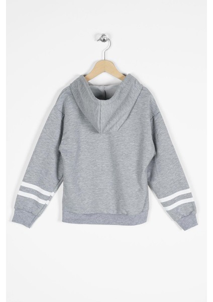 Kapüşonlu Uzun Kol Gri Renk Kız Çocuk Sweatshirt fiyatları