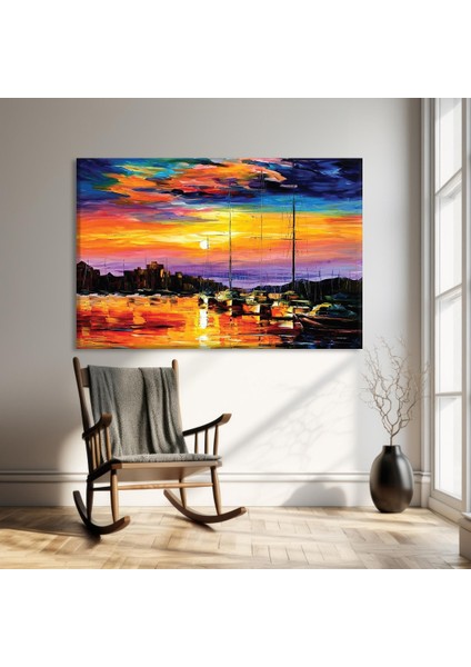 Limanın Akşam Işıkları Kanvas Tablo