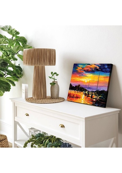 Limanın Akşam Işıkları Kanvas Tablo modelleri
