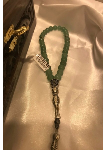 Tespih Aventurin Doğal Taş Tesbih Gümüş Imameli Ahşap Kutulu fiyatları