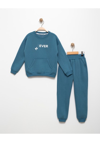 Erkek Çocuk 6-9 Yaş Sweatshirt Jogger Takım Baskılı Pamuklu Şardonlu 3 Ip FV-16001