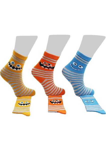 Çoçuk Çok Renkli Desenli Soket Çorap 6'lı Paket